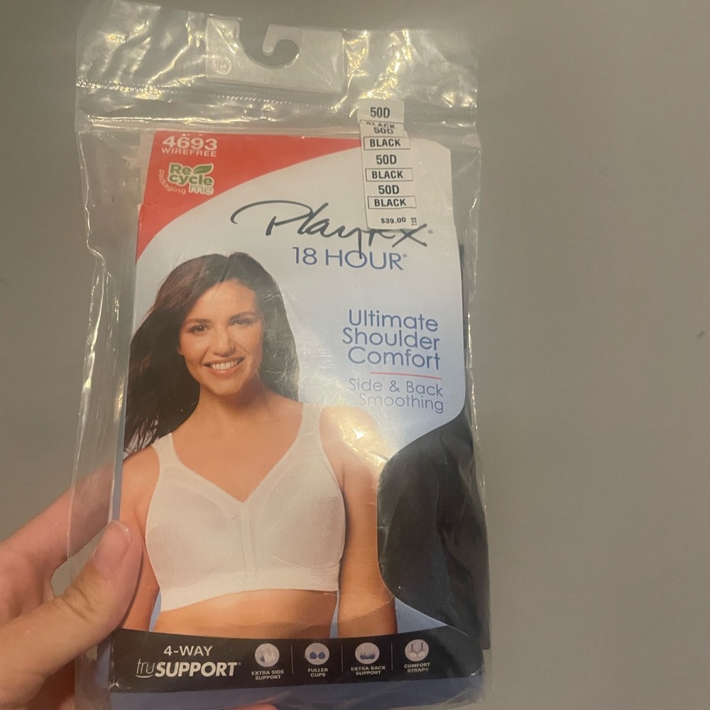 Playtex Comfort Wireless Bra in BLACK  50D‎